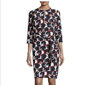Boss by Hugo Boss Front Zip Floral Silk Shirt Dress, Size 2
